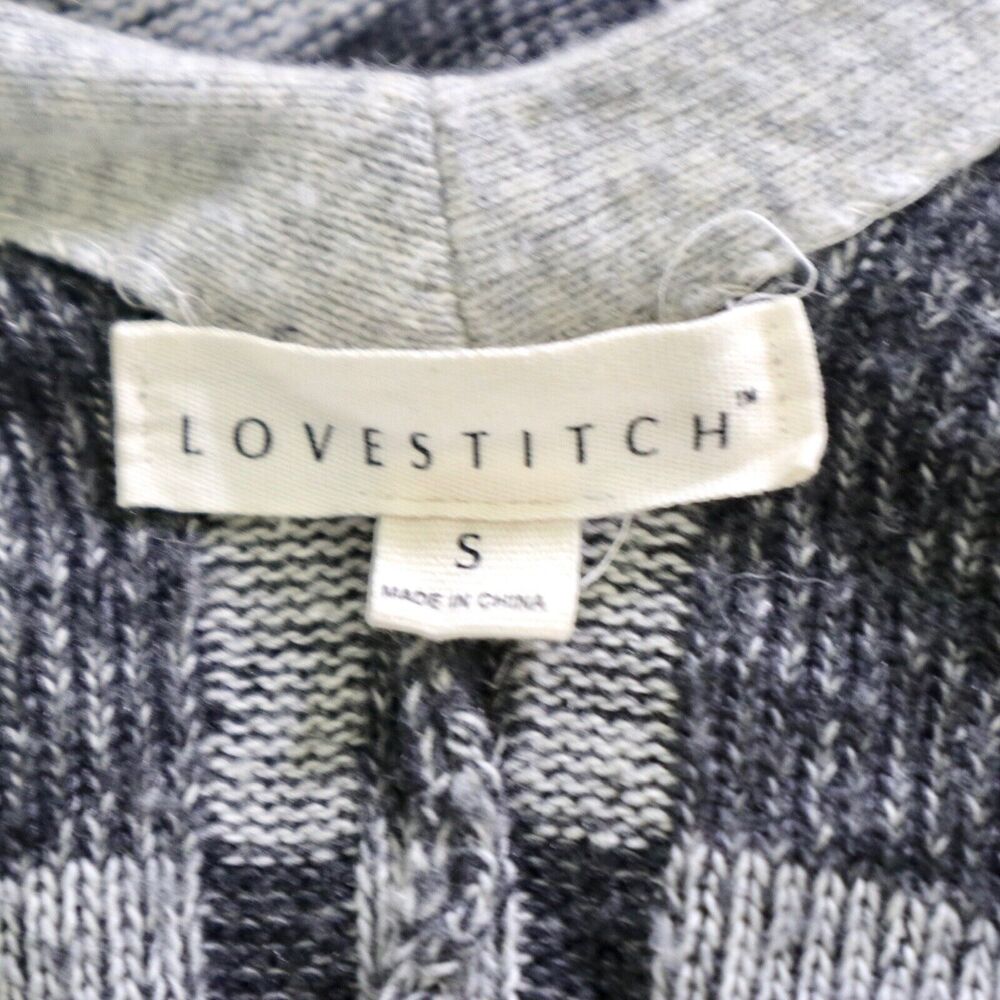 Lovestitch Size S Midi Cardigan Knit Sweater Wool Blend Stripe Grey - Picture 8 of 9